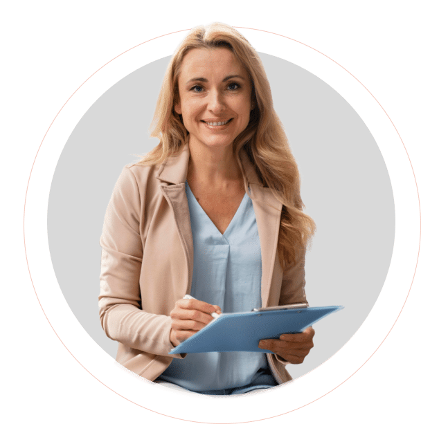 Psychologist with circle in background