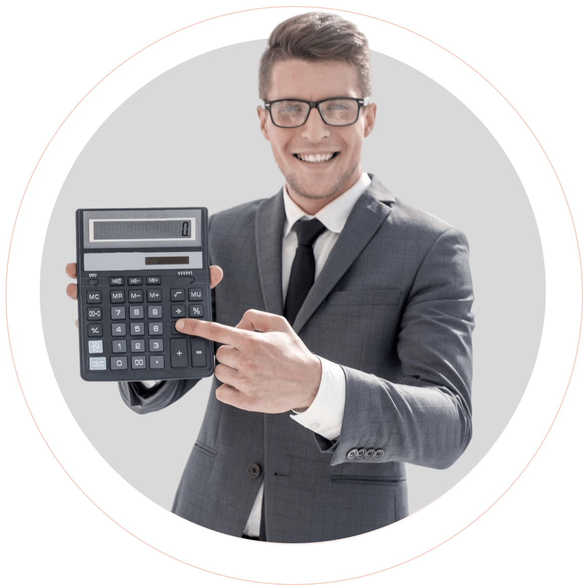 man showing a calculator