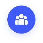 Group of people icon on a blue circular background